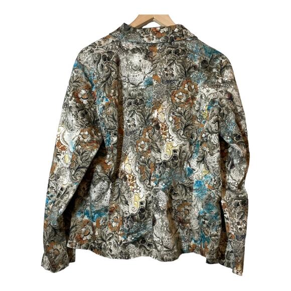 Chicos Art to Wear Blazer Jacket Floral Chico 2 or Large - Picture 2 of 5